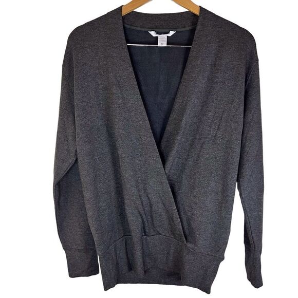 Athleta Purana VNeck Wrap Cross Over Sweater Size XS Gray Runs Big and Roomy - Picture 2 of 9